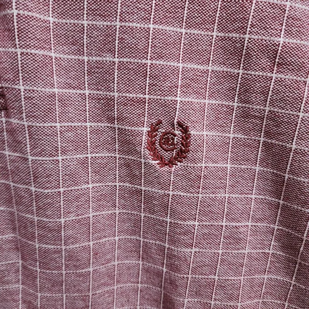 VTG Chaps Ralph Lauren Red Check Crest Logo Cotton Short Sleeve Polo Shirt Large